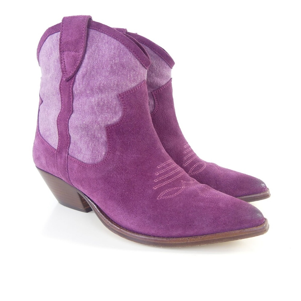 Isabel Marant Dewina Purple Suede Western Boots